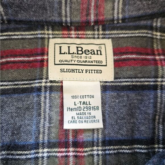 NWOT L.L. Bean Scotch Plaid Soft Flannel Long Sleeve Button Down Shirt L - Tall - Picture 3 of 8